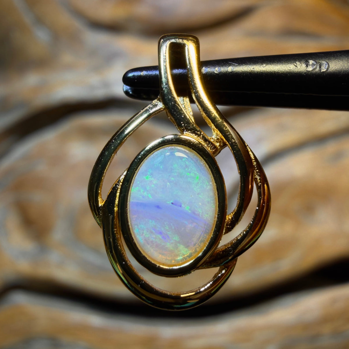 Sterling Silver Gold Plated - Solid South Australian Crystal Opal Pendant