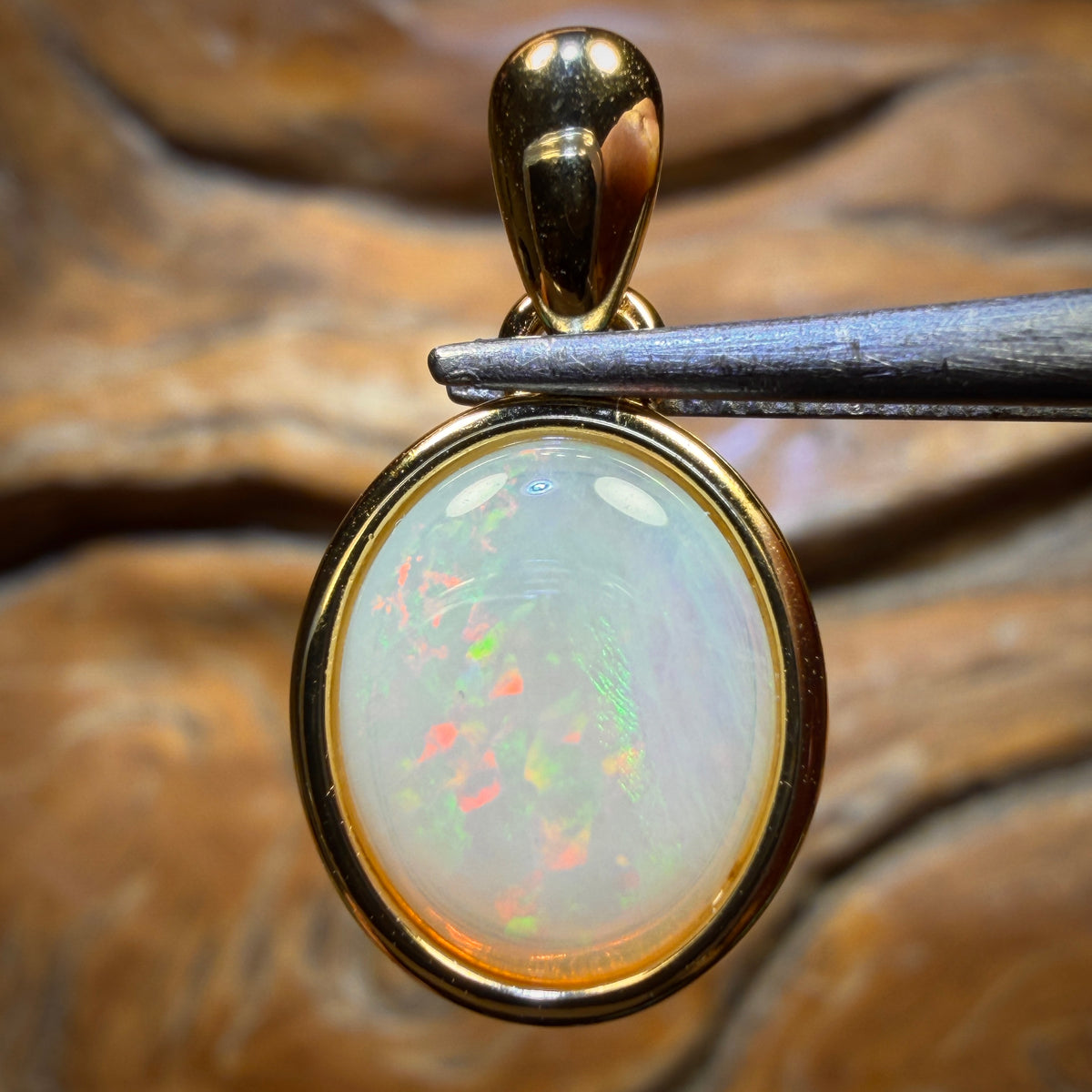 Sterling Silver Gold Plated - Solid South Australian Crystal Opal Pendant