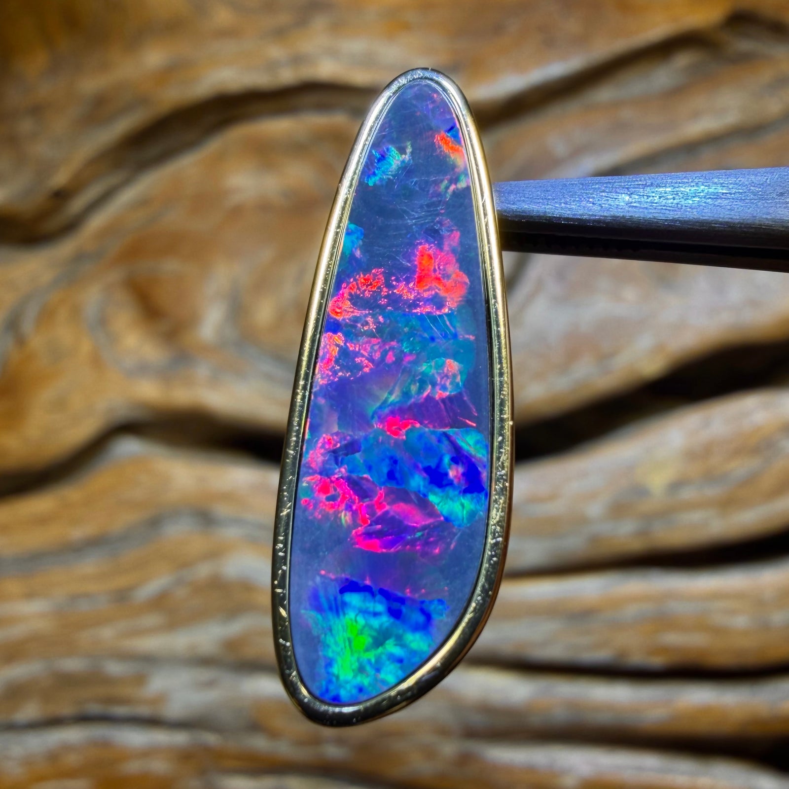 Sterling Silver Gold Plated - TOP Queensland Boulder Opal Doublet Pendant