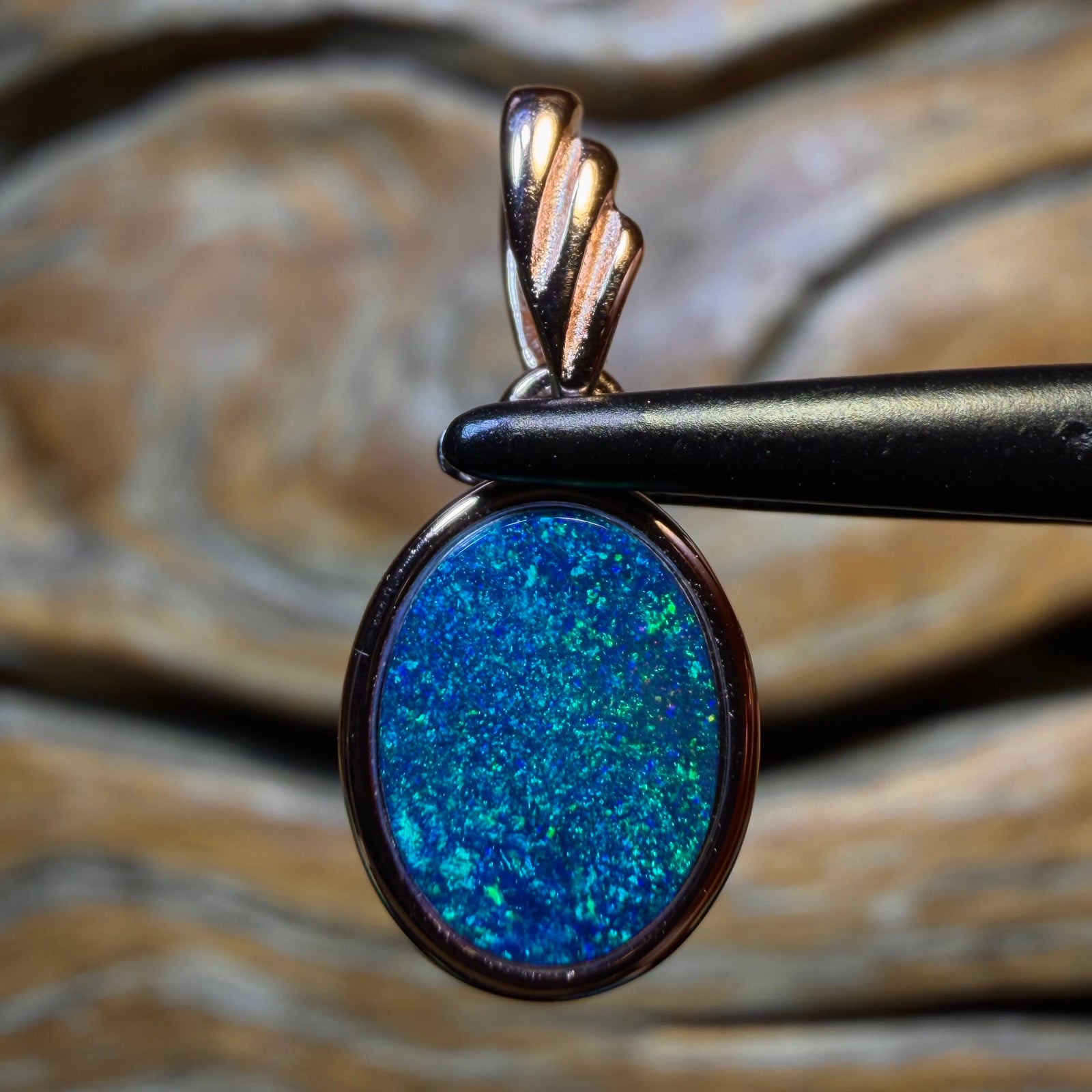 Sterling Silver Rose Gold Plated - Queensland Boulder Opal Doublet Pendant