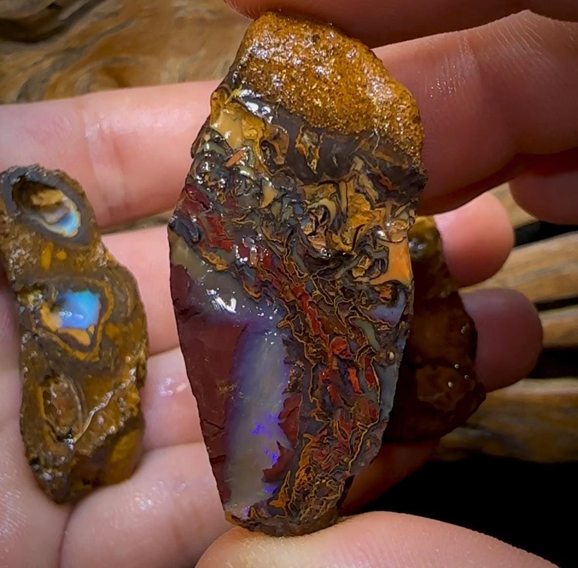 The 368.4cts - 3x Yowah Nut Rough Pieces. Crystal Center Conglomerate Australian Opal @ 1|Ct - Opal Whisperers