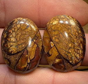62.4cts - Tribal Pattern Yowah Nut Opal Pair - Opal Whisperers