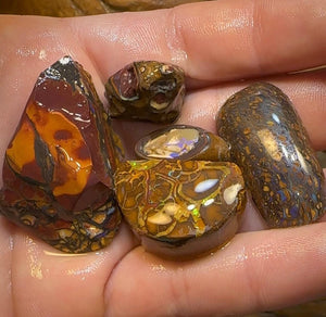 234cts - 5x Queensland Boulder Opal Rough Rub Preforms. Knockout Tribal and Kernel mix - Opal Whisperers