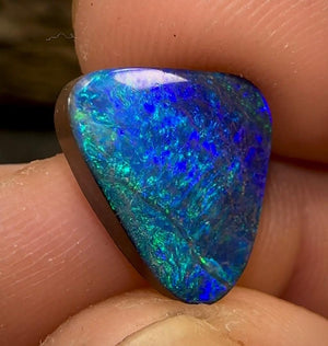 6.4cts - Solid Boulder Black Opal electric green blue - Opalwhisperers