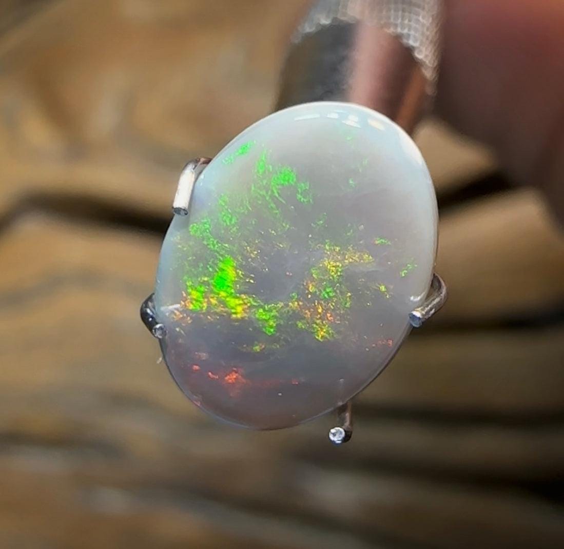 1.7cts - Lightning Ridge Solid Semi Black Opal - Opal Whisperers