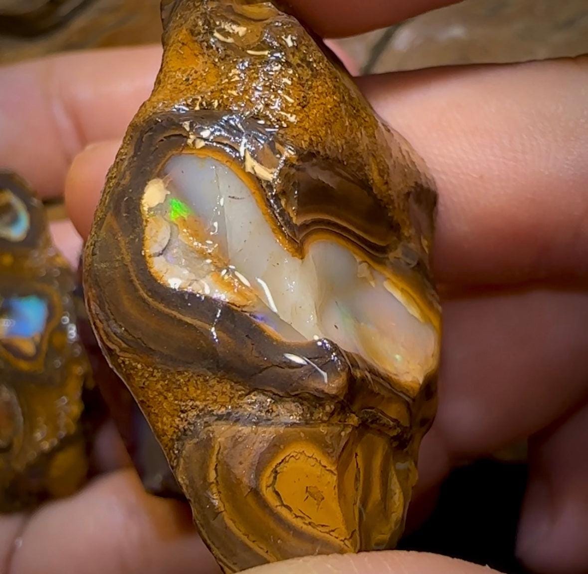 The 368.4cts - 3x Yowah Nut Rough Pieces. Crystal Center Conglomerate Australian Opal @ 1|Ct - Opal Whisperers