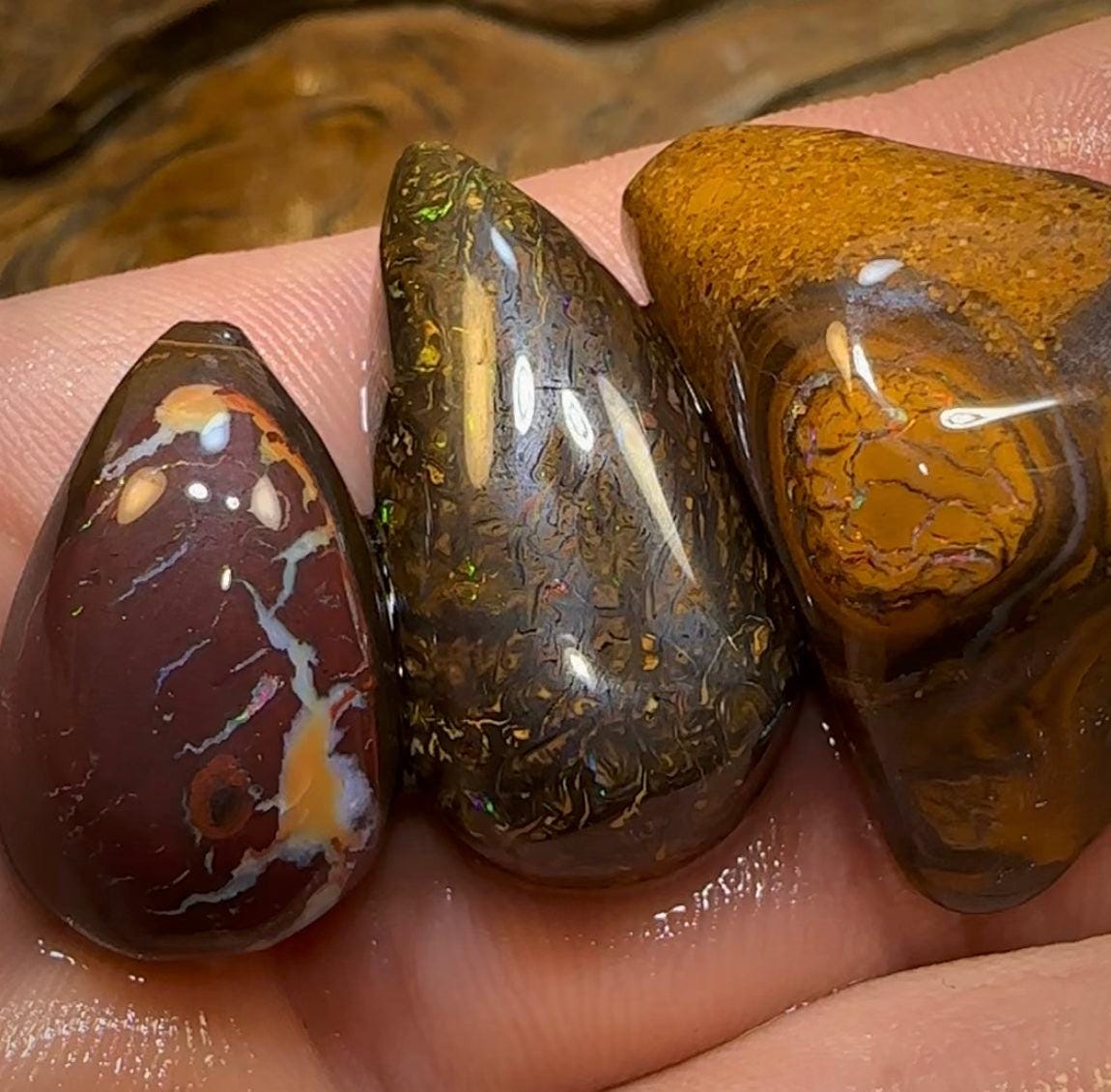 141.5cts - 3x Queensland Boulder Opal Rubs. Australian Opal Quality Parcel - Opal Whisperers