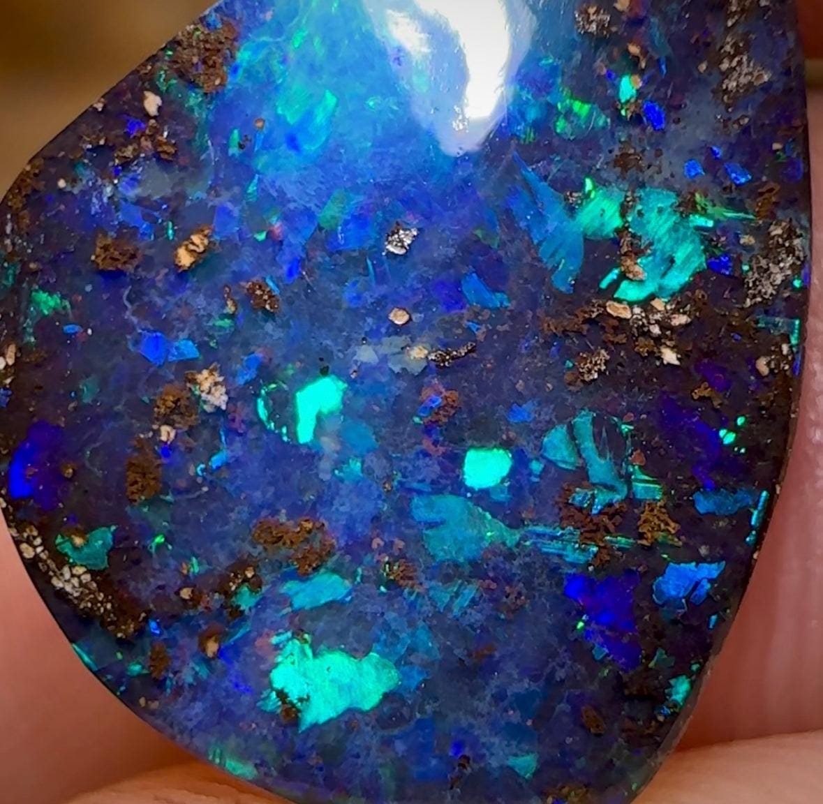 The 9.8cts - Top Electric Green Blue Australian Black Boulder Opal - Opal Whisperers
