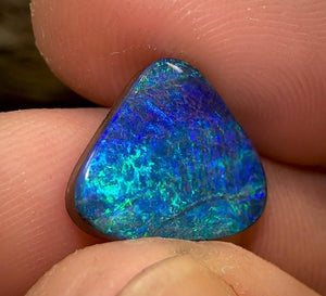 6.4cts - Solid Boulder Black Opal electric green blue - Opalwhisperers