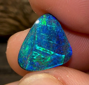 6.4cts - Solid Boulder Black Opal electric green blue - Opalwhisperers