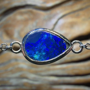 HDW Sterling Silver - Lightning Ridge Doublet Opal Bracelet
