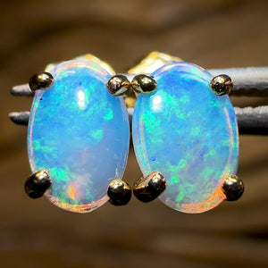 9k Gold - Claw Set Solid South Australian Opal Earrings