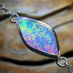 Sterling Silver - Australian Boulder Doublet Opal Bracelet