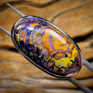 Sterling Silber - Ring aus massivem Tribal Boulder Opal, Unisex