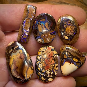🔒115.6cts - 6x Great Tribal Queensland Boulder Opal Parcel. Yowah Nut Parcel