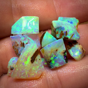 41cts - 10x Australian Yowah Wood Fossil Crystal Opal Rough Pieces. Highly Prized Material