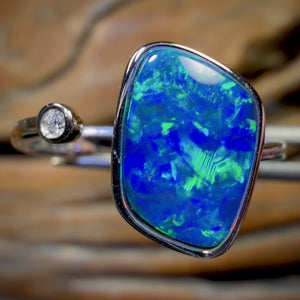 14k White Gold - Queensland Boulder Opal Doublet Ring