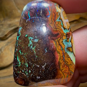 80.9cts - Double Sided Yowah Nut Opal. Tribal Pattern Picture Stone