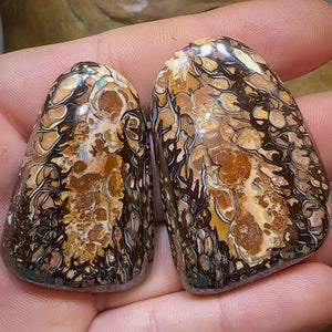 229.8cts - Yowah Nut Specimen Pair. TRIBAL PATTERN. Australian Opal