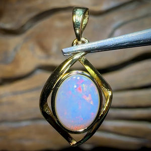 (Sterling Silver Plated - Solid South Australian Crystal Opal Pendant. Free Setting