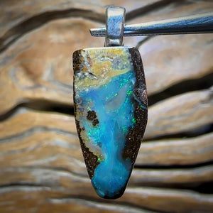 Solid Unisex Queensland Boulder Opal Pendant