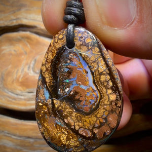38 x 26mm - “Kernel” Drilled Tribal Queensland Boulder Opal Necklace