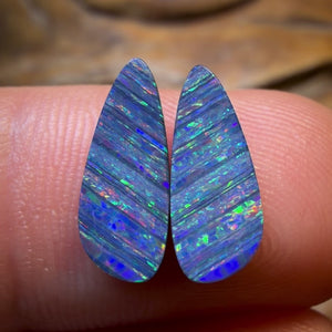 2.6cts - “Feathers” Australian Boulder Opal Doublet Pair