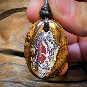 37 x 27mm - Drilled Boulder Opal Pendant w/ Eco Friendly Vegan Cord