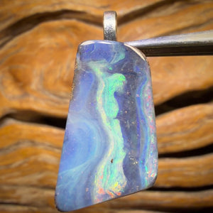 “Waters Way” Solid Queensland Boulder Seam Opal Pendant