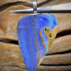 “Aquatic Dreams” Solid Queensland Boulder Seam Opal Pendant Picture Stone