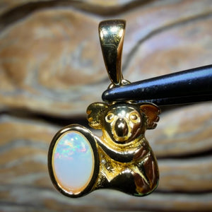Sterling Silver Gold Plated - Solid South Australian Crystal Opal Pendant