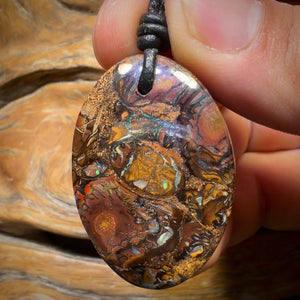 WildCard! 38 x 26mm - Drilled Tribal Queensland Boulder Opal Necklace