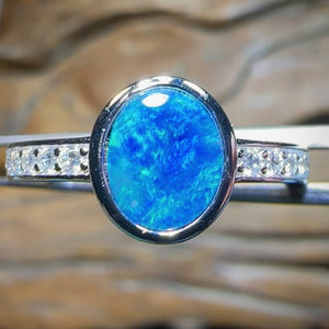 Silver Queensland Boulder Opal Doublet Ring