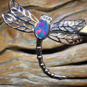 “Dragon Love” Sterling Silver - Queensland Boulder Opal Doublet Pendant in RED Multi