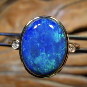10k Gold - Australian Black Opal Doublet Ring