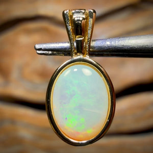 BARGAIN CARD! Sterling Silver Gold Plated - Solid South Australian Crystal Opal Pendant
