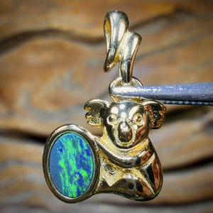 Sterling Silver Gold Plated - Australian Boulder Opal Doublet Pendant Bargain