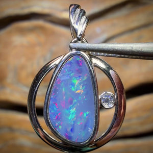 Sterling Silver - Australian Boulder Opal Doublet Pendant
