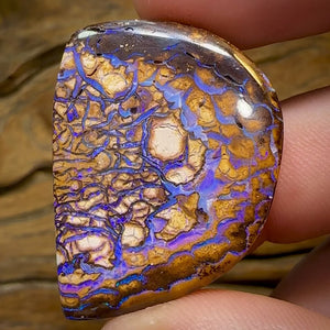 68.2cts - Yowah Nut Opal. White Tribal Pattern purple lightning.