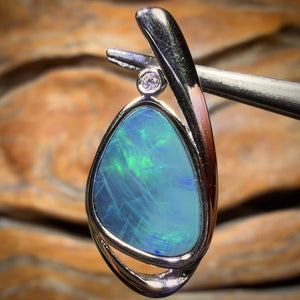 BARGAIN CARD! LARGE Sterling Silver - Queensland Boulder Opal Doublet Pendant