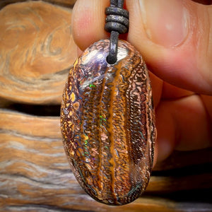 38 x 21mm - Drilled Tribal Queensland Boulder Opal Necklace