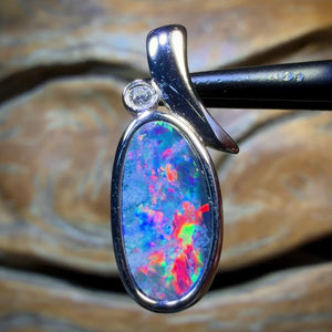 OpalFest BargainCard! Sterling Silver - Queensland Boulder Opal Doublet Pendant Red Fire