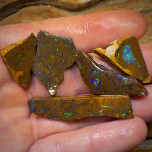 🔒99.2cts - 5x Australian Boulder Opal Rough Parcel