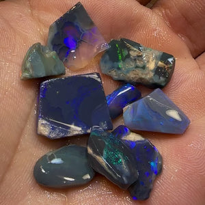 41cts - 9x Lightning Ridge Crystal and Black Opal Rough Rubs