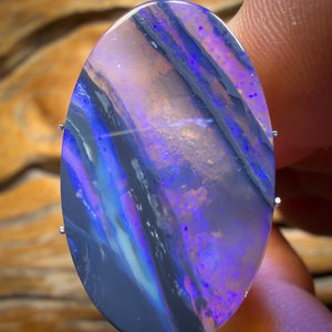 Art of Opal Card! 10.4cts - Big Lightning Ridge Semi Black Opal Picture Stone