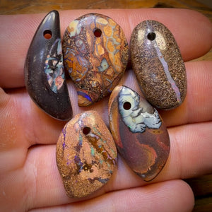 85.9cts - 5x Drilled Queensland Boulder Opals. Wholesale Parcel