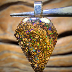 Solid Tan Tribal Queensland Boulder Opal Pendant