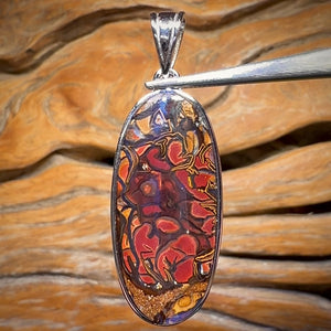 Sterling Silver - Solid Tribal Boulder Opal Pendant UNISEX