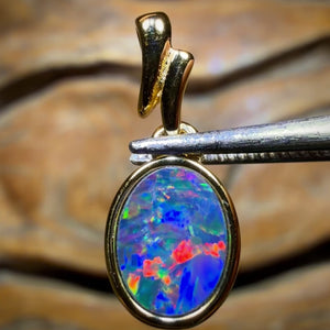 Sterling Silver Gold Plated - Queensland Boulder Opal Doublet Pendant