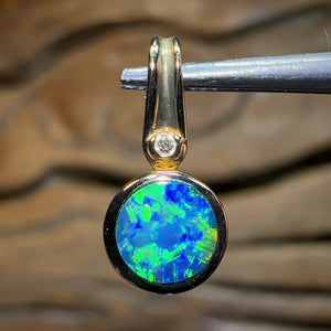 14k Yellow Gold - Queensland Boulder Doublet Opal Pendant